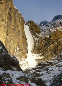 Cosmic Messenger ice climb on Mt. Murchison, Alberta